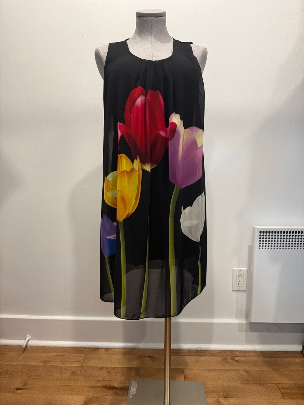 Froccella Floral Shift Dress Black Multi Color Medium